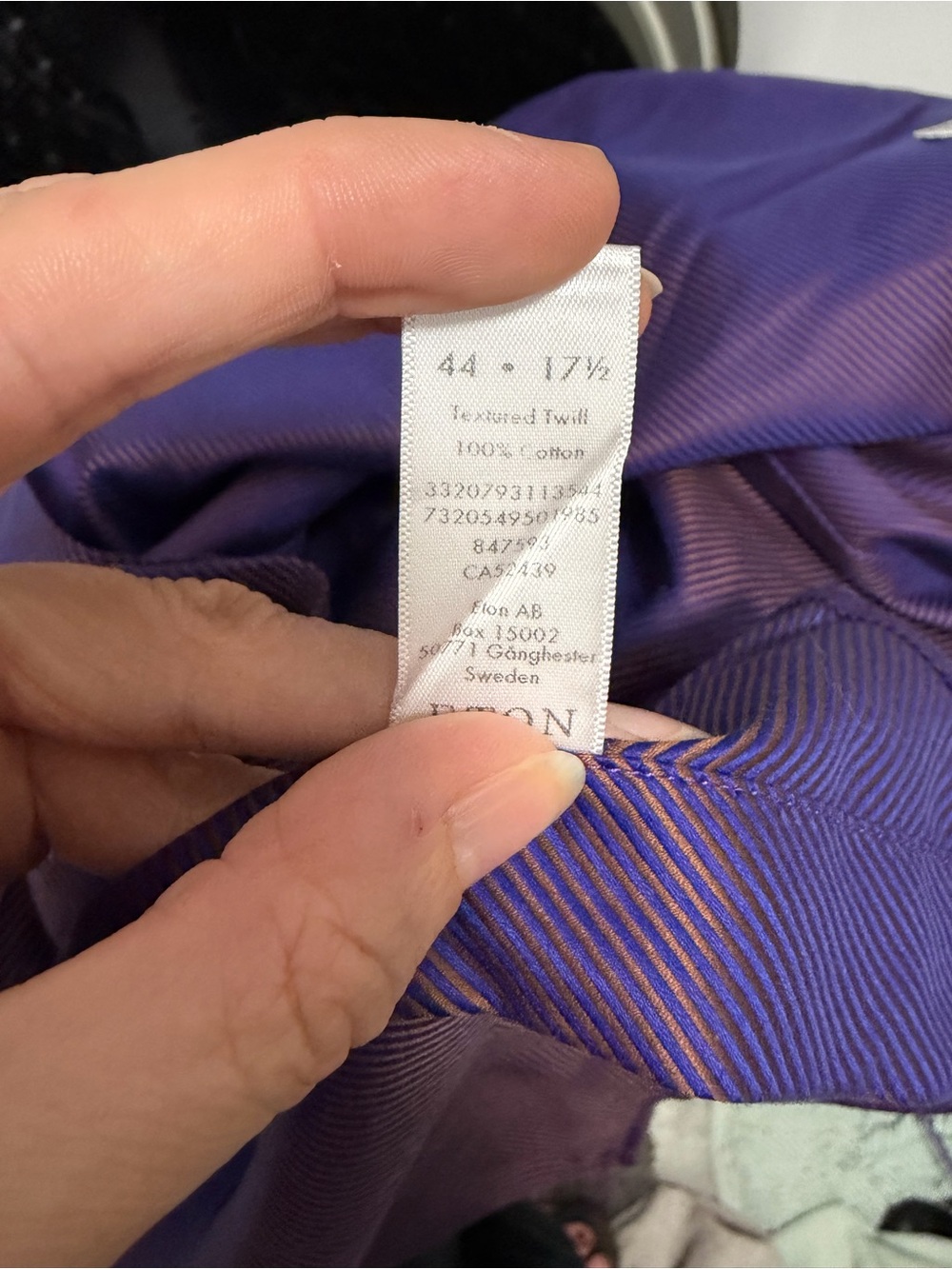 Eton Contemporary Dress Shirt Mens XL 17.5 35/36 Purple Striped Twill - Picture 5 of 6